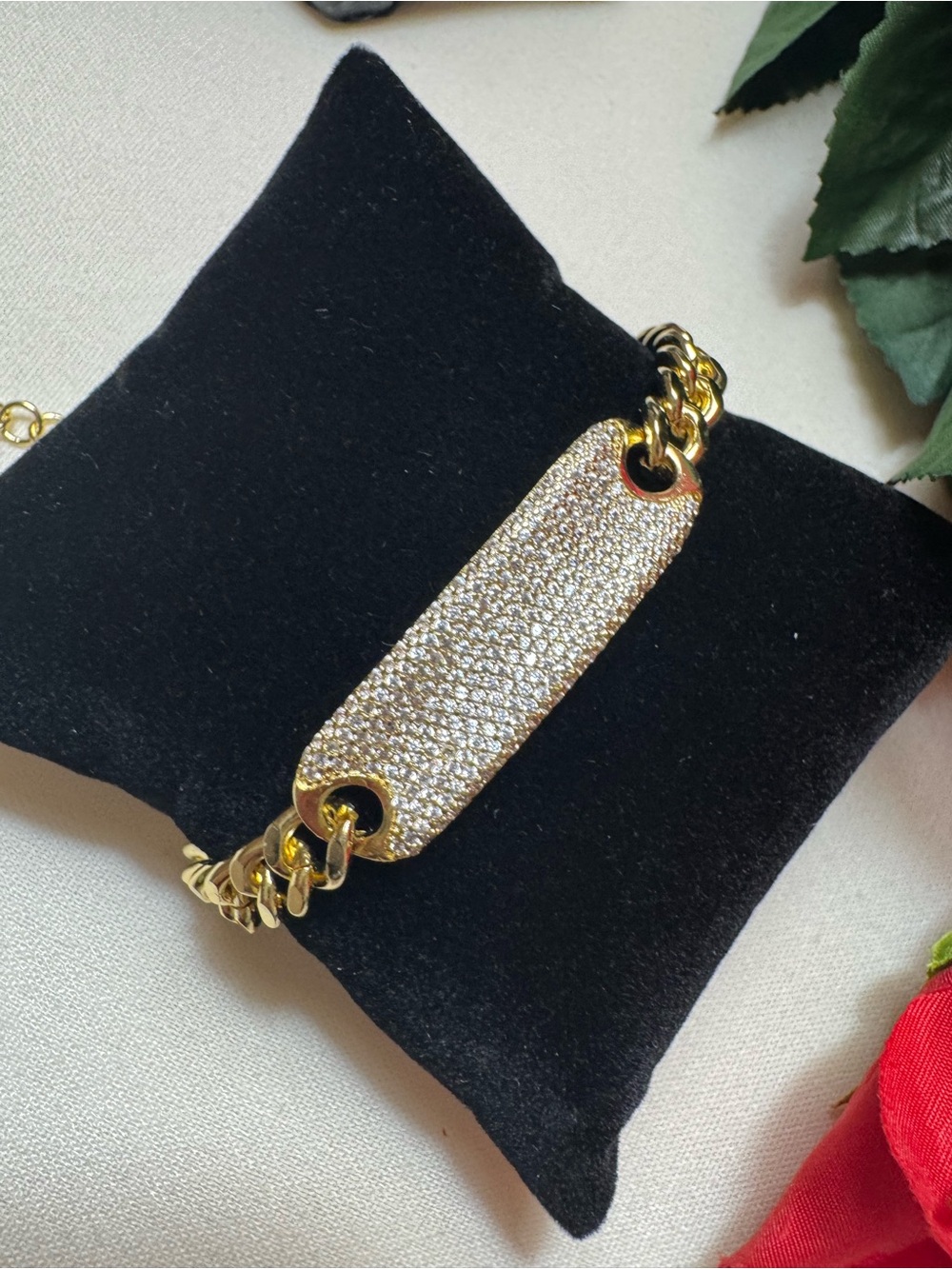 Gold-Tone Pave Crystal ID Bracelet - Women's Jewelry